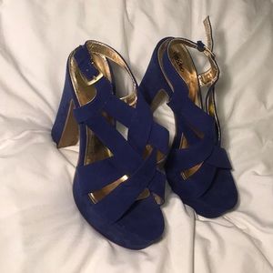 Royal Blue Velvet Platform Heels